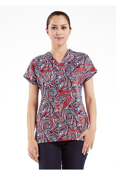 Alsancak Üniforma Doctor Scrubs Model - Μοτίβο σάλι και Lycra, Χειρουργική φανέλα