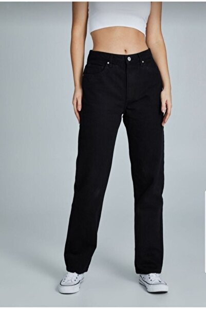 MAKRAS EXCLUSIVE Isabella Black Loose Wideleg Palazzo Jean Women's Colorfast Lycra Jeans