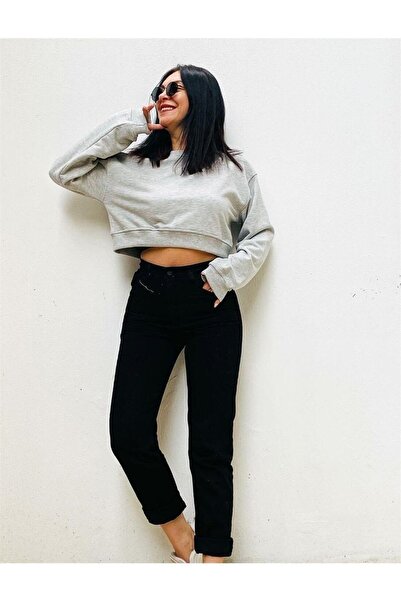 MAKRAS EXCLUSIVE Isabella Zero Max Visok struk Crne Mom Jeans 100% pamuk Elas...