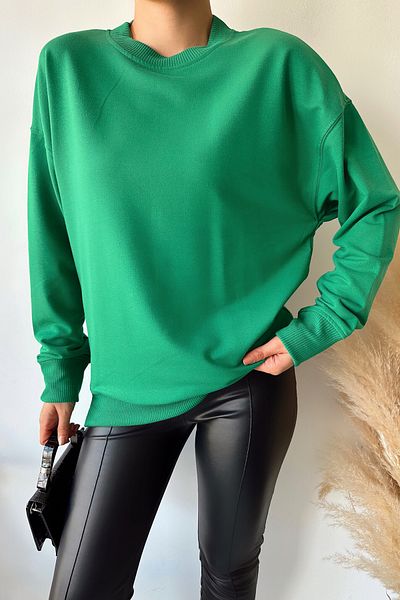 LACHT Hanorac de bază de lux oversize verde de damă