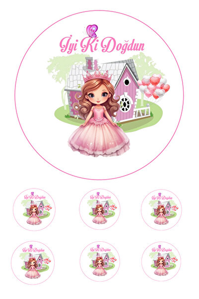 Pasta9 Yenilebilir Pasta Resmi Prenses-Modelli 6-8-10 Kişilik Pastaya Uygun