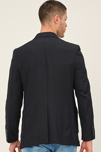 Dewberry C9058 Men's Jacket-Patterned Navy Blue