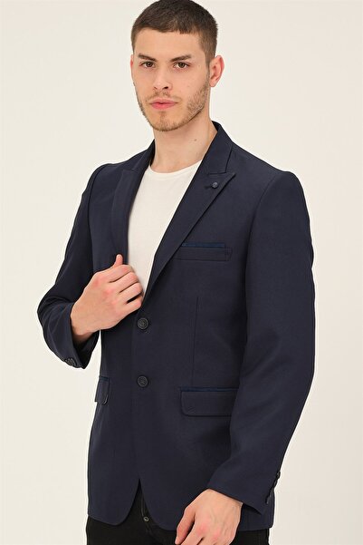 Dewberry C9057 Men's Jacket-navy blue