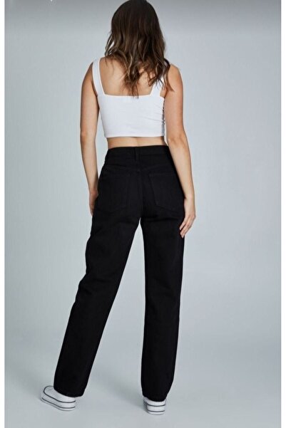 MAKRAS EXCLUSIVE Isabella Black Loose Wideleg Palazzo Jean Women's Colorfast Lycra Jeans