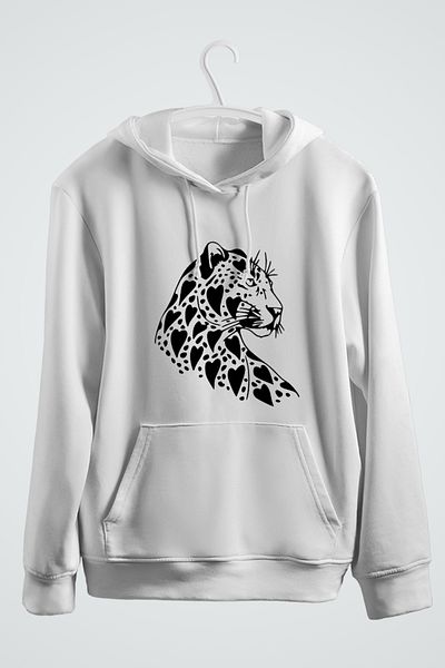 karikatürstore leopard printed hooded sweatshirt