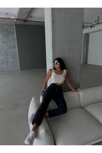 MAKRAS EXCLUSIVE Isabella Black Dark Mom Jean Jeans (Full fit)