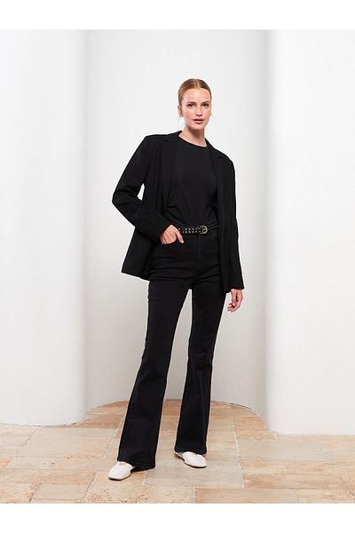 MAKRAS EXCLUSIVE Isabella Zero Max Modest Black High Waist Flare Women's Jean Pants (New Season)