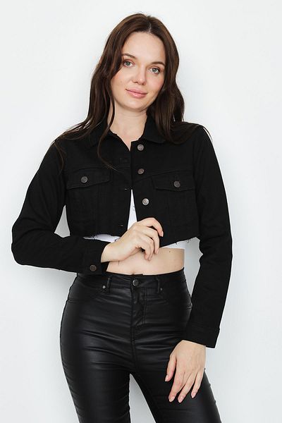 Select Moda Women's Tasseled Crop Denim Jacket