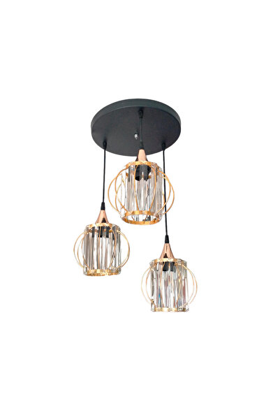 öalpa Kristal 3'Lü Taşlı Sarkıt Model Avize