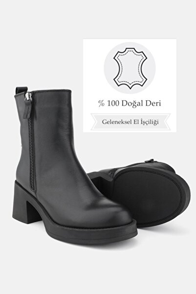 TUNAELLİ KADIN SİYAH HAKİKİ DOĞAL DERİ 36-41 NUMARA BOT & BOOTİE