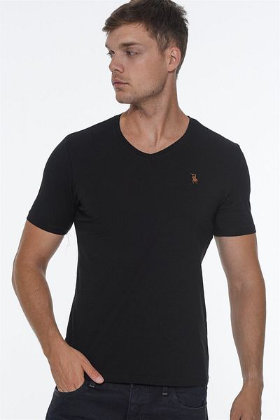 Dewberry T8568 V-neck Men's T-shirt-black