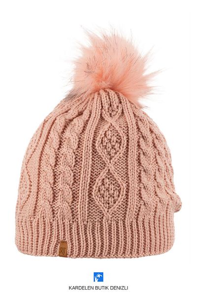 Kardelen Butik Denizli Winter, Knitted Solid Color Ski Beanie for Women