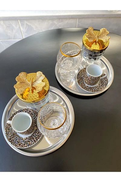 NEWTREND Züccaciye 22 Cm Round Silver Presentation Tray Decorative Serving Tray Tea, Coffee