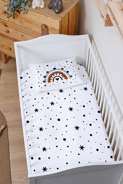 Tuğba Kuğu Park Bed Elastic Sheet Set (70X110 HEIGHT 15) - Little Baby Series - Blue Little One