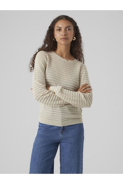 Vero Moda Strickpullover Normal geschnitten Rundhals Ballonärmel Pullover