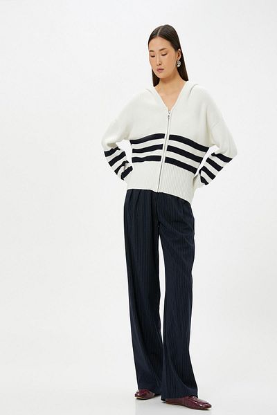 Koton Ecru Striped Women's Cardigan 4WAK90151HT