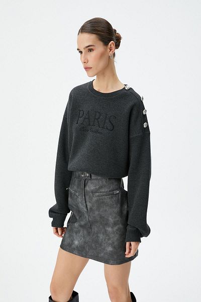 Koton Anthracite Women's Sweatshirt 4WAK10410EK