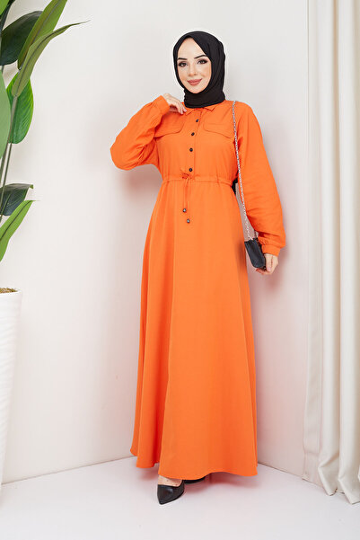 marwella Ela Tesettür Elbise - Oranj