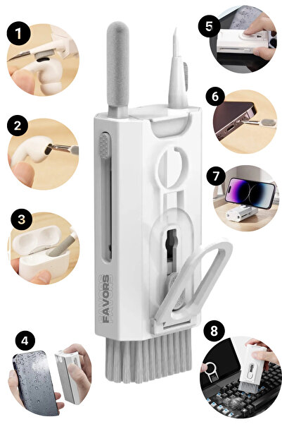 Favors Temizlik Kiti 8in1 Bluetooth Kulaklık Klavye Telefon Macbook Tablet Temizleme Aleti Sıvı Püskürtmeli