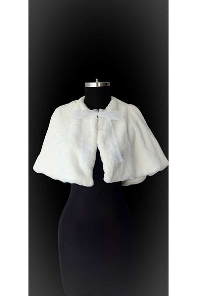 MODA NUR Etol Bridal Bolero με μακρύ φιόγκο σε κρεμ χρώμα