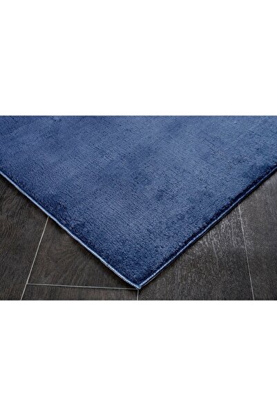 ELVİRAHOME Relax Navy Blue Corridor Entrance Hall Room Carpet Cutting Washable Non-Slip Plush Soft Runner