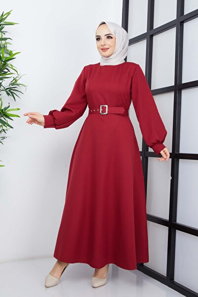 marwella Prenses Atlas Elbise - Bordo