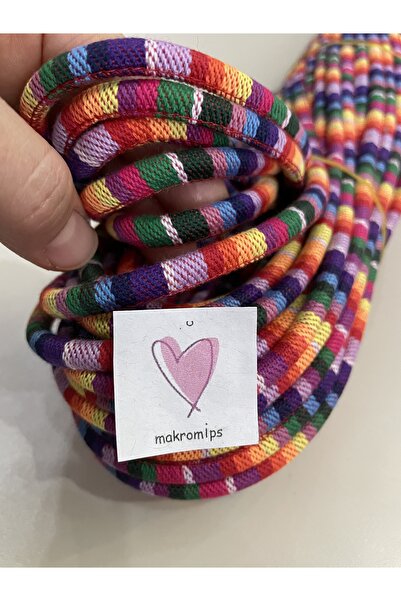 Makromİps MAKROME İP (10 metre) 6 mm DOKUMA KORDON HALAT KAYTAN ETNİK YUVARLAK TAKI TELEFON ASKISI SEPET İPİ