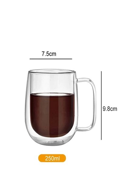 Rosemor Double Wall Glass Cup Mug Home Office Cup Double Layer Heat Insulated