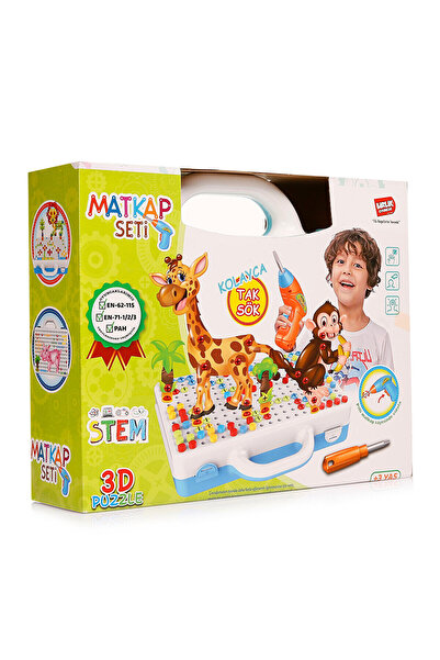 Birlik Oyuncak Eğitici Matkap Seti-Hayvanlar 3D Stem