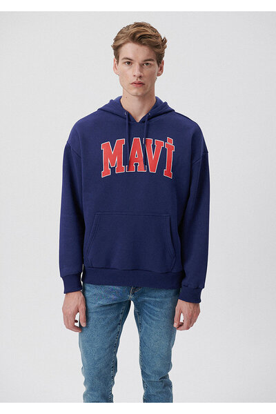 Mavi Logo Baskılı Kapüşonlu Sweatshirt 067149-70722