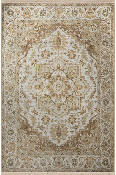 Rugs Modern Halı Bej Temalı Geleneksel Motif Desenli Kreatif Vintage Dekorati...