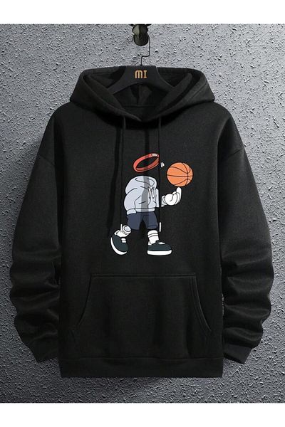 Pisa Art PİSA ART NOU SEZON Hanorac cu glugă unisex cu 2 fire cu glugă cu imprimeu de baschet