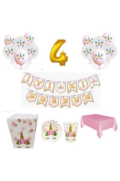 Mini Parti MINI PARTY STORE FLOWERY UNICORN PARTY SET