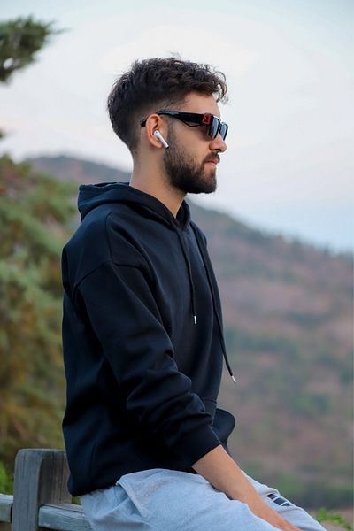 Pisa Art Hanorac oversize unisex cu glugă cu imprimeu negru PİSA ART
