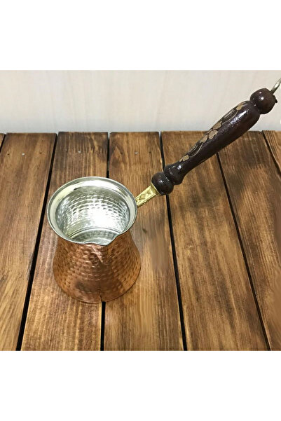 Yıldız çelik 5 kişilik ahşap kulp bakır cezve