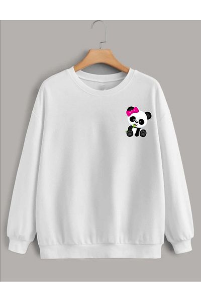 Pisa Art PİSA ART Hanorac oversize cu glugă unisex PANDA PRINT PİSA ART