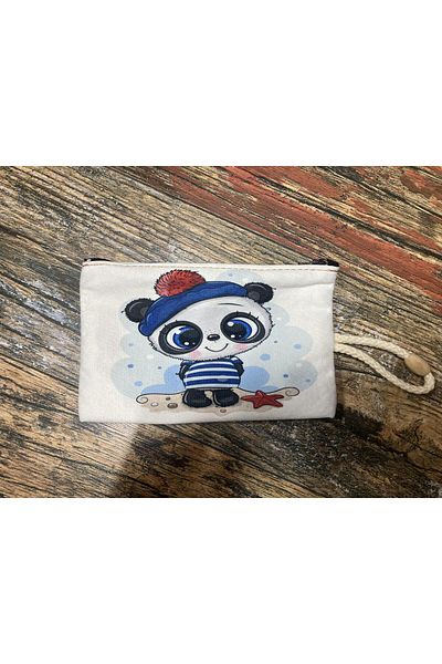 Street Bag Suport pentru stilou imprimat cu model de urs drăguț, geantă de mână, geantă din pânză imprimată, geantă de machiaj