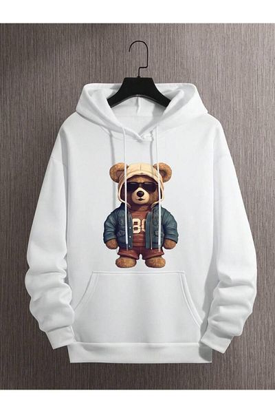 Pisa Art PİSA ART NOU SEZON Hanorac unisex cu 2 fire cu glugă cu urs gros