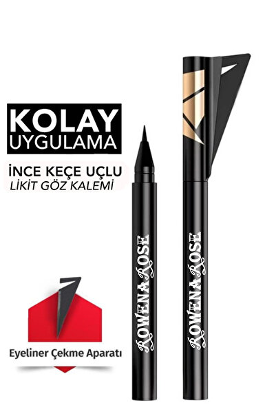 ROWENAROSE Kalem Eyeliner Eyeliner Çekme Aparatı Hediyeli Siyah Ambalaj