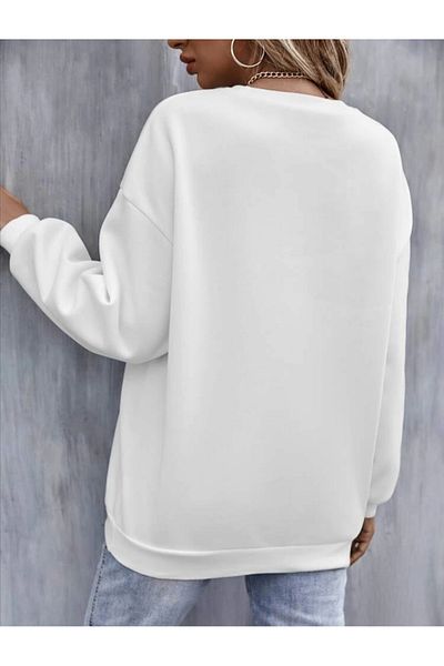 Pisa Art PİSA ART Hanorac oversize unisex WHITE CAT LOOKED cu gâtul turnat PİSA ART