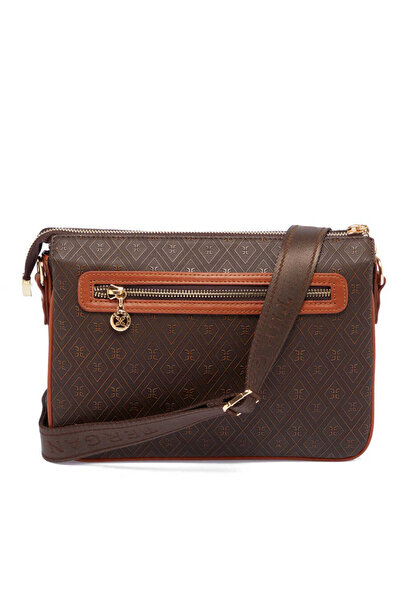 Tergan Brown Print Women's Crossbody Bag - S23K1PR09090-R1P