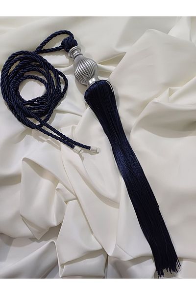 venedik home Μπλε ναυτικό χρώμα Τούλι και κουρτίνα φόντου Σύνδεση οροφής με φούντες Μπραζόλ κορνίζα Takmatik