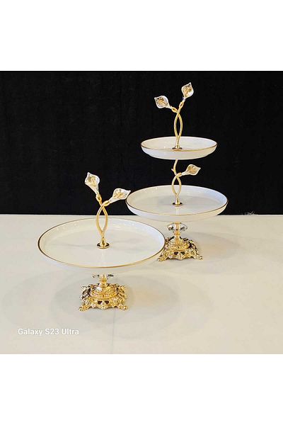 MaviDamla GALA PORCELAIN PRESENTATION WITH 2 PIECES OF LEGS AND SILVER DETAIL