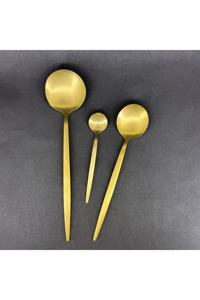 SCHÖN MUTFAK MAİN 36 PRÇ ÇATAL KAŞIK BIÇAK TAKIMI - MAİN MAT GOLD - YUVARLAK ...