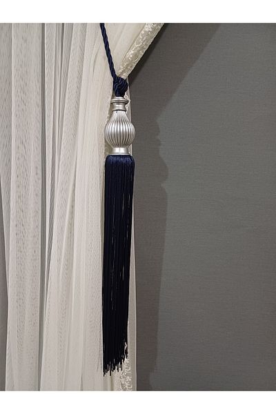 venedik home Μπλε ναυτικό χρώμα Τούλι και κουρτίνα φόντου Σύνδεση οροφής με φούντες Μπραζόλ κορνίζα Takmatik
