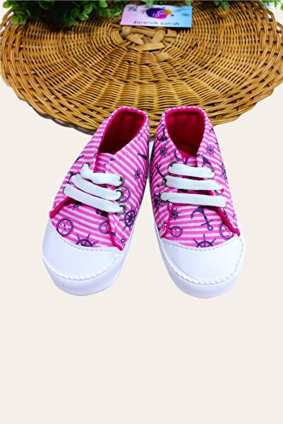 DİNAMİK Bebek Ayakkabısı Gemici Desenli Converse Model Yumuşak Taban Düz Kaymaz Lux Makosen Patik