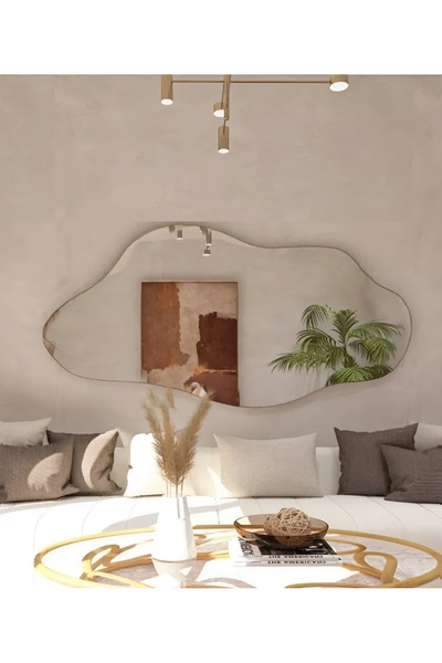 FNC CONCEPT Duvar Aynası Dekoratif Asimetrik Banyo Konsol Aynası 140x70cm