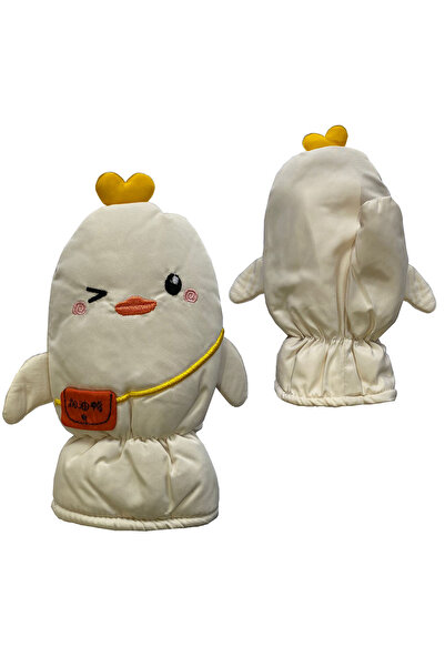 İşnar Parmaksız Çocuk Kar Eldiveni 2-4 Yaş Krem Civciv Model 0051