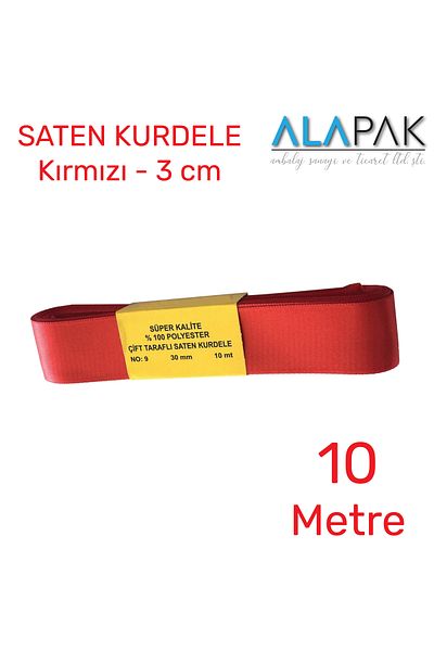 Alapak Κόκκινη Σατέν Κορδέλα 3cm Κόκκινη Κορδέλα Πλάτους 10 Μέτρων
