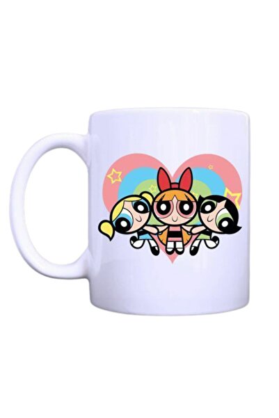 ART HEDİYE كوب مطبوع على الجانبين من Powerpuff Girls Heart